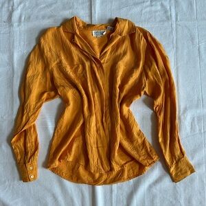 VTG Bethany | 100% Silk Orange Button Up Blouse